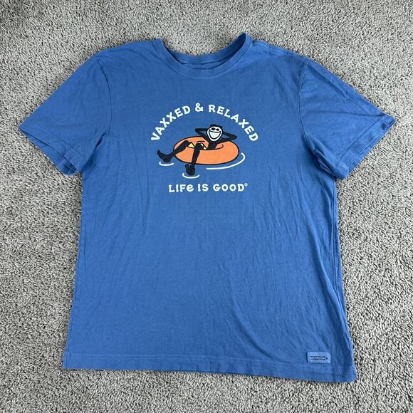 Life Is Good Shirt Mens Medium Blue Vaxxed & Relaxed Jake Crusher Lite Casual - Picture 1 of 8